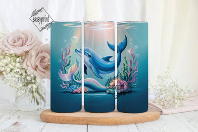 Mermaid Dolphin Dream 20oz Tumbler Wrap Sublimation sassyprint 