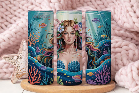 Mermaid Fantasy 20oz Tumbler Wrap Sublimation DesignSVG 