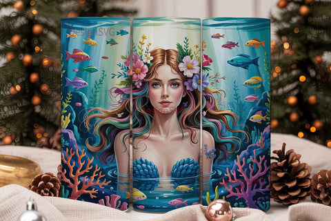 Mermaid Fantasy 20oz Tumbler Wrap Sublimation DesignSVG 
