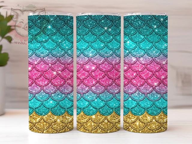 Mermaid Glitter Scale 20oz Tumbler, Mermaid Glitter, Glitter Scale, Mermaid Tumbler, 20oz Tumbler, Glitter Tumbler, Mermaid Scale, Tumbler Wrap Sublimation Lara' s Designs 