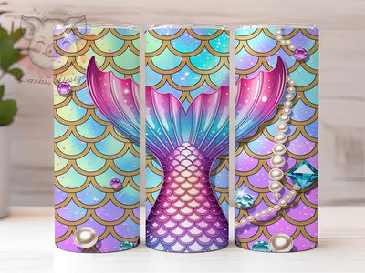 Mermaid Jewel Fantasy 20oz Tumbler, Mermaid Design, Jewel Pattern, Fantasy Theme, Sublimation Wrap, 20oz Tumbler, Mystical Aesthetic, Ocean Style Sublimation Lara' s Designs 
