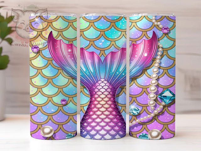 Mermaid Jewel Fantasy 20oz Tumbler, Mermaid Design, Jewel Pattern, Fantasy Theme, Sublimation Wrap, 20oz Tumbler, Mystical Aesthetic, Ocean Style Sublimation Lara' s Designs 