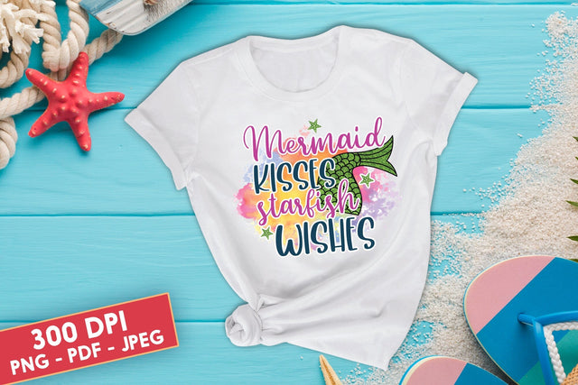 Mermaid Kisses Starfish Wishes, Summer Sublimation Design Sublimation CraftLabSVG 