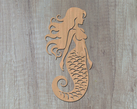 Mermaid Laser SVG Cut File, Mermaid Glowforge File, Mermaid DXF, Mermaid Wall Art SVG SVG HappyDesignStudio 