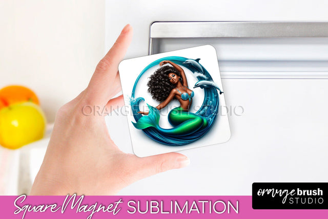 Mermaid Magnet Sublimation - Summer Magnet Design Sublimation OrangeBrushStudio 