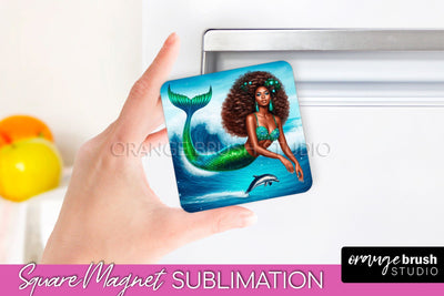 Mermaid Magnet Sublimation - Summer Magnet Design Sublimation OrangeBrushStudio 