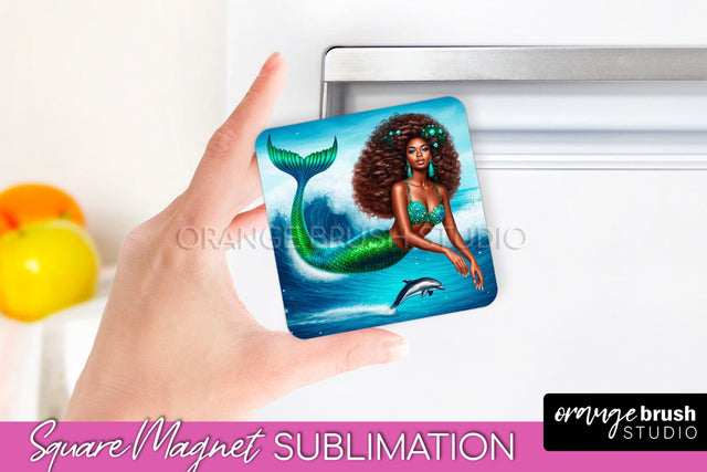 Mermaid Magnet Sublimation - Summer Magnet Design Sublimation OrangeBrushStudio 