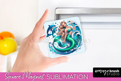 Mermaid Magnet Sublimation - Summer Magnet Design Sublimation OrangeBrushStudio 
