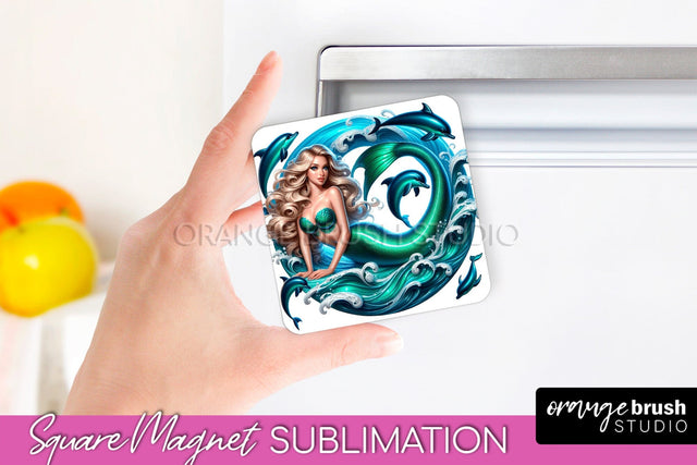 Mermaid Magnet Sublimation - Summer Magnet Design Sublimation OrangeBrushStudio 