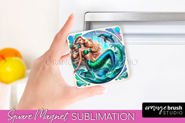 Mermaid Magnet Sublimation - Summer Magnet Design Sublimation OrangeBrushStudio 