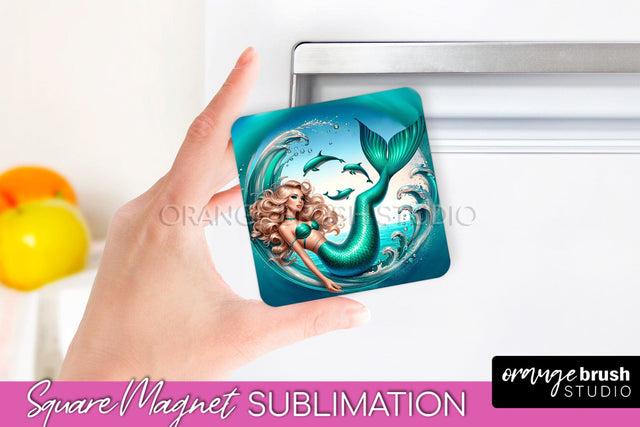 Mermaid Magnet Sublimation - Summer Magnet Design Sublimation OrangeBrushStudio 