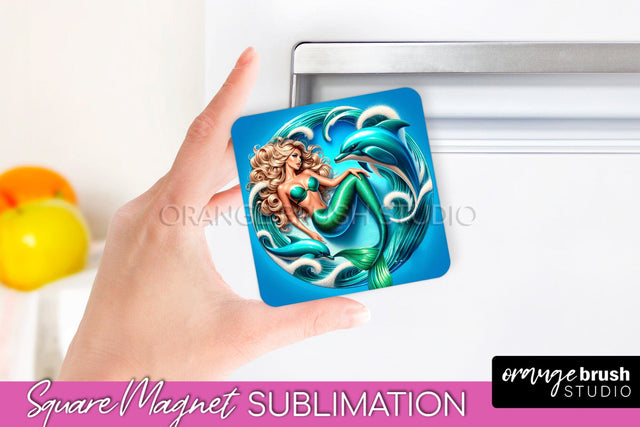 Mermaid Magnet Sublimation - Summer Magnet Design Sublimation OrangeBrushStudio 