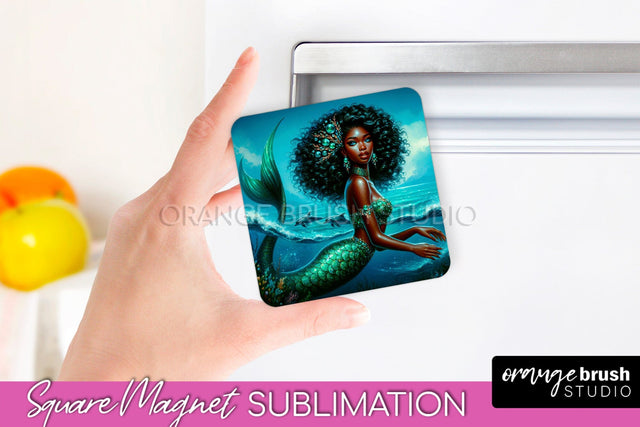 Mermaid Magnet Sublimation - Summer Magnet Design Sublimation OrangeBrushStudio 