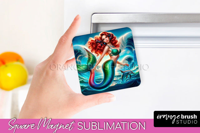 Mermaid Magnet Sublimation - Summer Magnet Design Sublimation OrangeBrushStudio 