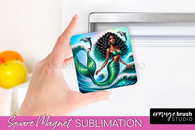 Mermaid Magnet Sublimation - Summer Magnet Design Sublimation OrangeBrushStudio 