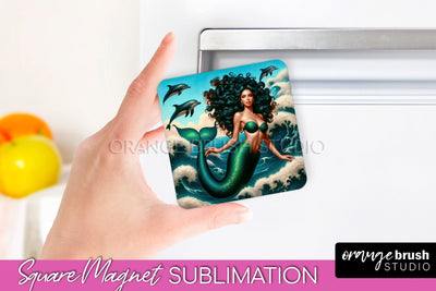 Mermaid Magnet Sublimation - Summer Magnet Design Sublimation OrangeBrushStudio 