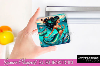 Mermaid Magnet Sublimation - Summer Magnet Design Sublimation OrangeBrushStudio 