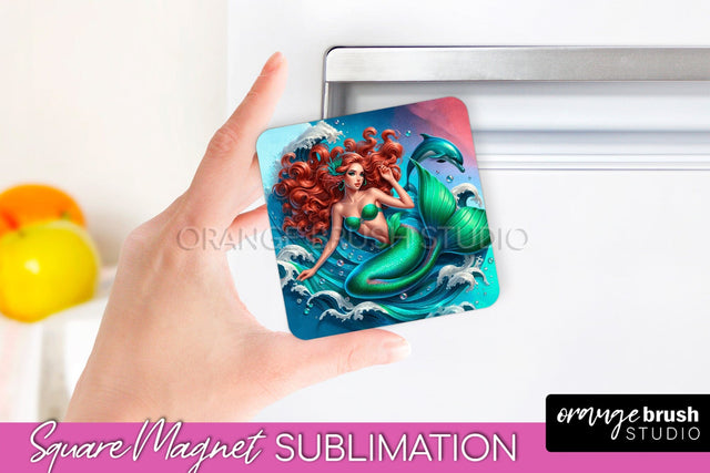Mermaid Magnet Sublimation - Summer Magnet Design Sublimation OrangeBrushStudio 