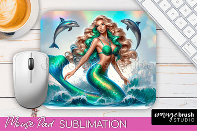 Mermaid Mouse Pad - Summer Sublimation Mouse Pad Sublimation OrangeBrushStudio 