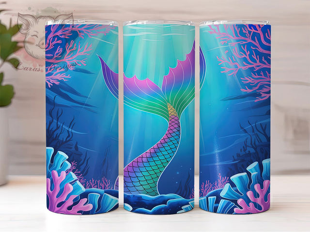 Mermaid Ocean Aqua Scale Tumbler, Underwater Ocean, Mermaid Tumbler, Ocean Wrap, Sea Life Design, Aqua Scales, Fantasy Sublimation Sublimation Lara' s Designs 