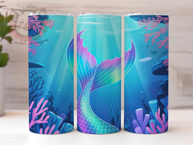 Mermaid Ocean Aqua Scale Tumbler, Underwater Ocean, Mermaid Tumbler, Ocean Wrap, Sea Life Design, Aqua Scales, Fantasy Sublimation Sublimation Lara' s Designs 