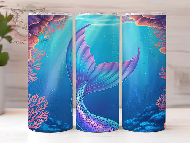 Mermaid Ocean Aqua Scale Tumbler, Underwater Ocean, Mermaid Tumbler, Ocean Wrap, Sea Life Design, Aqua Scales, Fantasy Sublimation Sublimation Lara' s Designs 