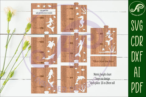 Mermaid personalized kids height chart in Metric SVG APInspireddesigns 