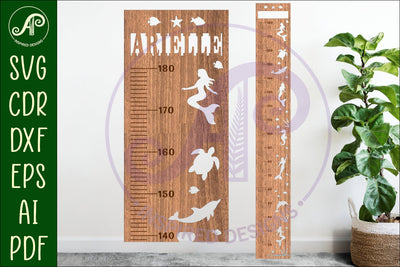 Mermaid personalized kids height chart in Metric SVG APInspireddesigns 