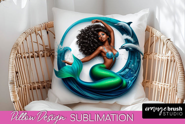Mermaid Pillow Cover - Summer Pillow Sublimation Sublimation OrangeBrushStudio 