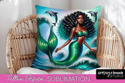 Mermaid Pillow Cover - Summer Pillow Sublimation Sublimation OrangeBrushStudio 