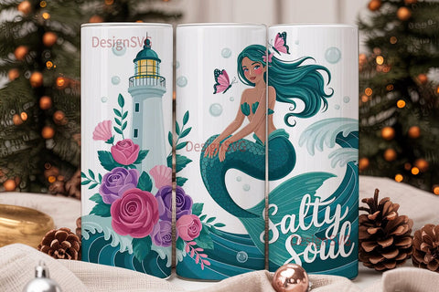 Mermaid Salty Soul 20oz Tumbler Wrap Sublimation DesignSVG 