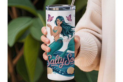 Mermaid Salty Soul 20oz Tumbler Wrap Sublimation DesignSVG 