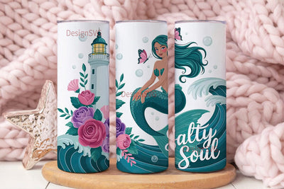 Mermaid Salty Soul 20oz Tumbler Wrap Sublimation DesignSVG 