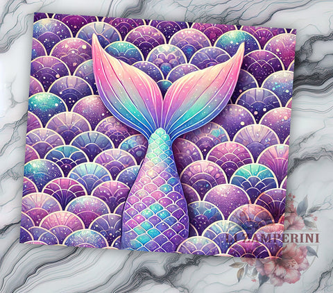 Mermaid Scales Glitter 20oz Tumbler Wrap, Mermaid Scales, Glitter Sublimation, 20oz Tumbler, Mermaid Lover Gift, Ocean Tumbler, Mermaid Tail Sublimation Li Zamperini 