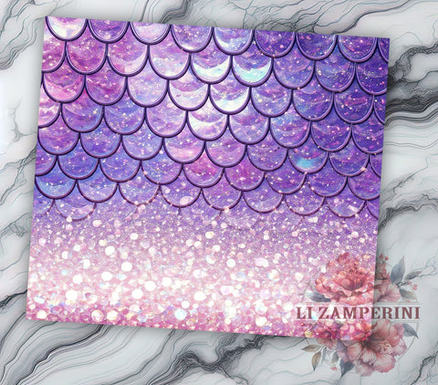 Mermaid Scales Glitter 20oz Tumbler Wrap, Mermaid Scales, Glitter Sublimation, 20oz Tumbler, Mermaid Lover Gift, Ocean Tumbler, Mermaid Tail Sublimation Li Zamperini 