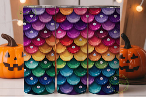 Mermaid Sequin Scales 20oz Tumbler Wrap Sublimation PixelChick 