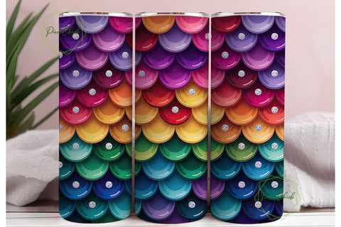 Mermaid Sequin Scales 20oz Tumbler Wrap Sublimation PixelChick 