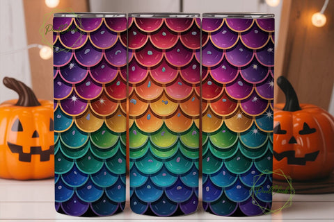 Mermaid Sequin Scales 20oz Tumbler Wrap Sublimation PixelChick 