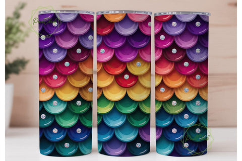 Mermaid Sequin Scales 20oz Tumbler Wrap Sublimation PixelChick 