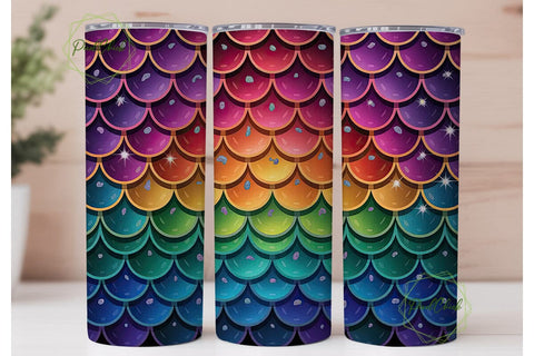 Mermaid Sequin Scales 20oz Tumbler Wrap Sublimation PixelChick 