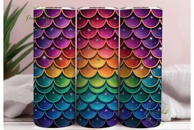 Mermaid Sequin Scales 20oz Tumbler Wrap Sublimation PixelChick 