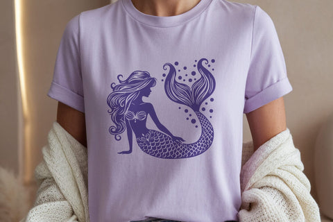 Mermaid Silhouette SVG – Fantasy Ocean Girl Cut File SVG Tafti Art 