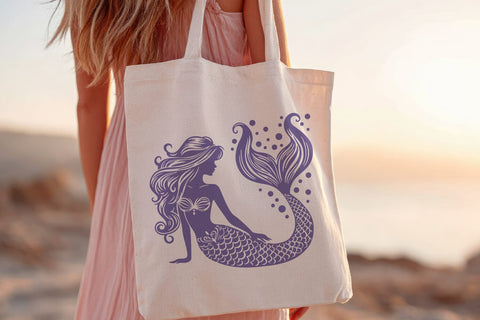 Mermaid Silhouette SVG – Fantasy Ocean Girl Cut File SVG Tafti Art 