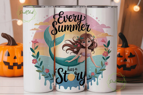 Mermaid Summer Story 20oz Tumbler Wrap Sublimation PixelChick 
