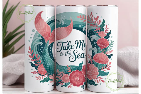 Mermaid Tail 20oz Tumbler Wrap Sublimation PixelChick 