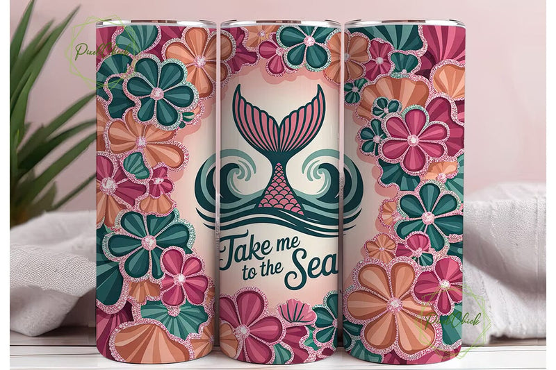 Mermaid Tail 20oz Tumbler Wrap Sublimation PixelChick 
