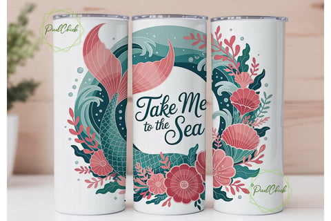 Mermaid Tail 20oz Tumbler Wrap Sublimation PixelChick 