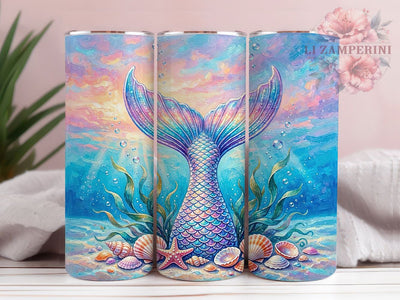 Mermaid Tail Iridescent Fantasy 20oz Tumbler Wrap, Iridescent Scales, Turquoise to Purple, Fantasy Theme, Ocean Design, 20oz Tumbler Wrap, Sublimation PNG Sublimation Li Zamperini 