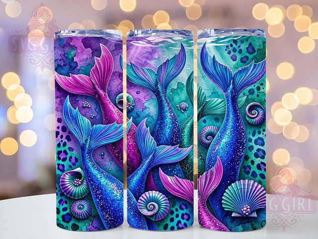 Mermaid Tail Seashell 20oz Tumbler Wrap, Mermaid Tail, Seashell Motif, Ocean Theme, Fantasy Style, Beach Vibes, Skinny Tumbler, Sublimation PNG Sublimation SvggirlplusArt 