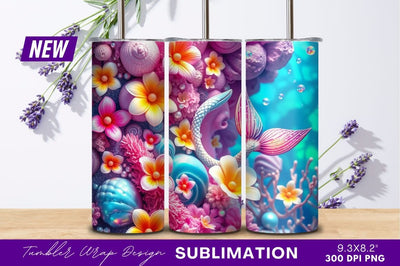 Mermaid Tail With Flowers And Seashells Sublimation Regulrcrative 